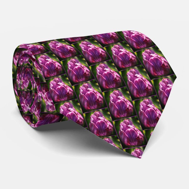 Purple Tulip Flower    Tie (Rolled)