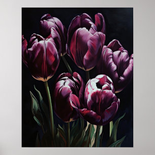 Purple Tulip Flowers Art Print Poster