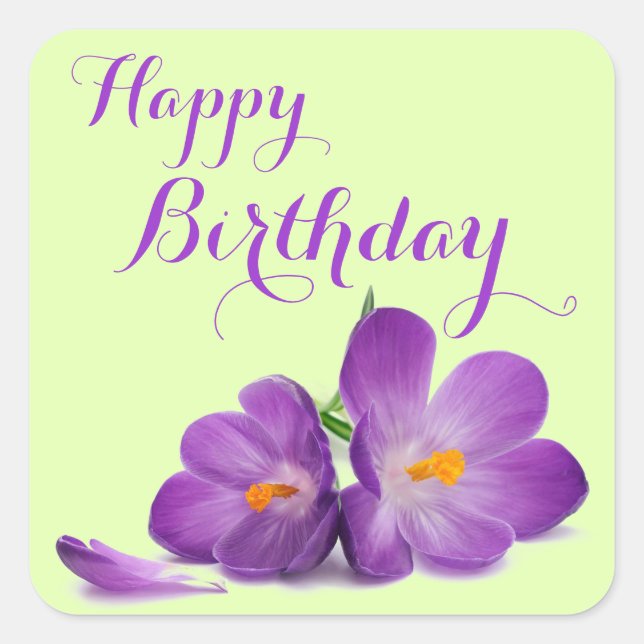 Purple Tulip Happy Birthday Stickers (Front)