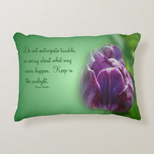 Purple Tulip Life Attitude Quote Inspirational Decorative Cushion