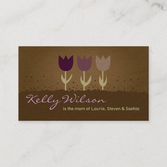 Purple Tulip Mummy Calling Business Cards (Front)