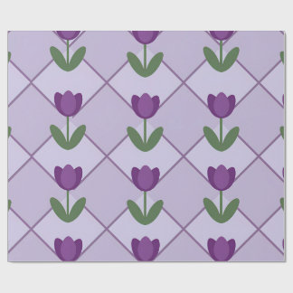 Purple Tulip Pattern – Geometric Floral Seamless Wrapping Paper