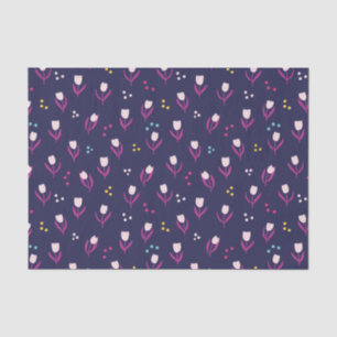 Purple Tulip pattern Tissue Paper