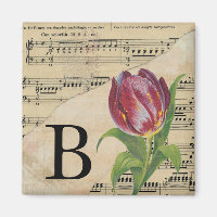 Purple Tulip Sheet Music Monogram Initial B