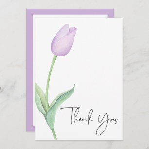 Purple Tulip Solo Bridal Shower Thank You Card