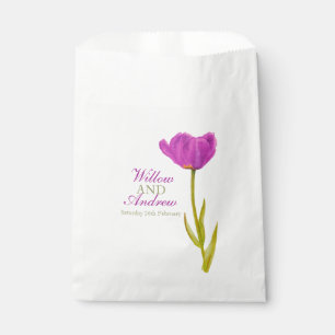 Purple tulip spring watercolor wedding favour bags