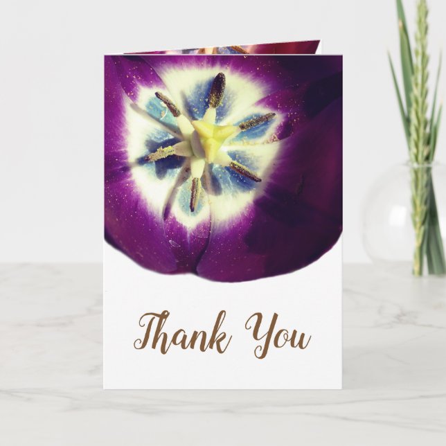 Purple Tulip Thank You Wedding Card (Front)