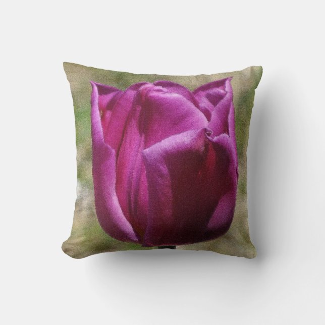 Purple Tulip Throw Pillow (Front)