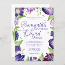 Purple Tulip Wedding Invitation Floral Wedding