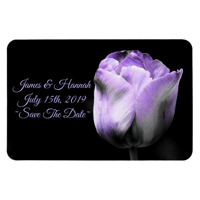 Purple Tulip Wedding-save the date*customise* Magnet (Horizontal)