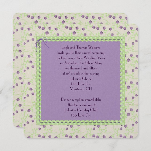 Purple Tulip Wedding Vow Renewal Invitation (Front/Back)