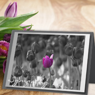 Purple Tulip  With Heartfelt Condolences Sympathy Card