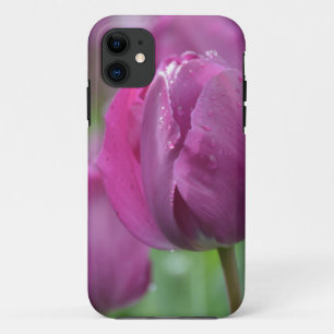 Purple Tulip with water drops iPhone 11 Case