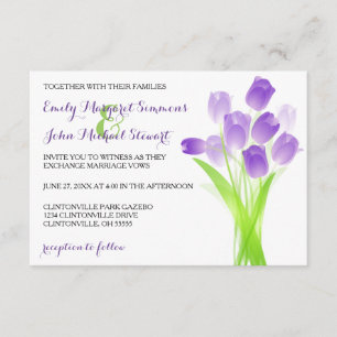 Purple Tulips - 3x5 Wedding Invitation