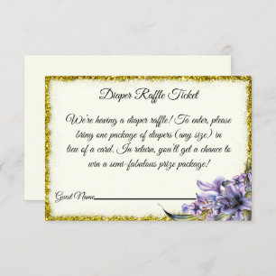 Purple Tulips Baby Shower Diaper Raffle Card