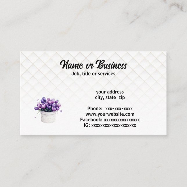 Purple tulips business card (Front)