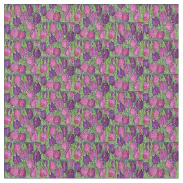 Purple Tulips Design Fabric (Close Up)