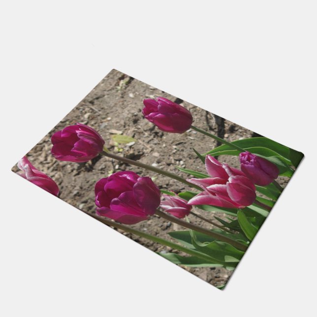 Purple Tulips door mat (Angled)