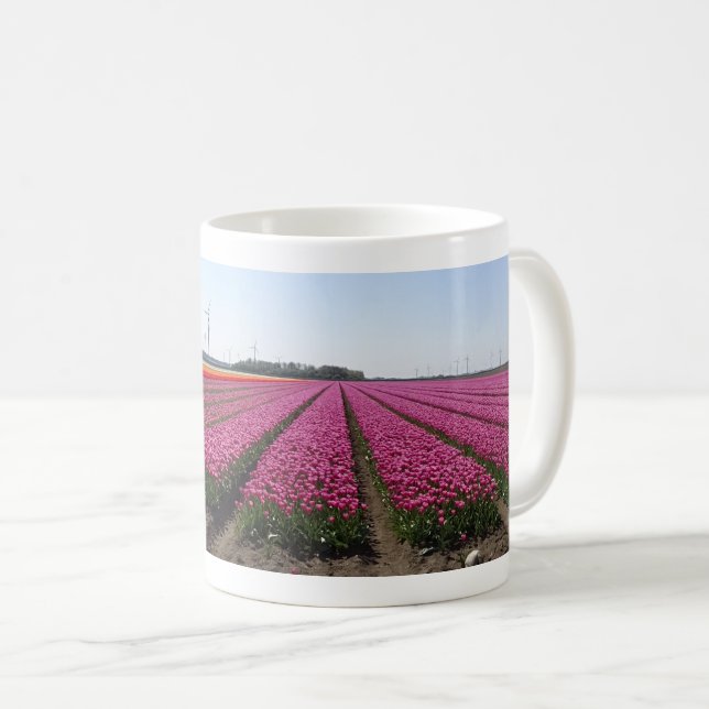 Purple Tulips Field Panoramic Coffee Mug (Front Right)