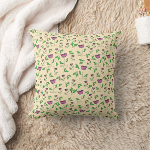 Purple tulips floral pattern cushion