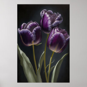 Purple Tulips Flower Art Print Poster