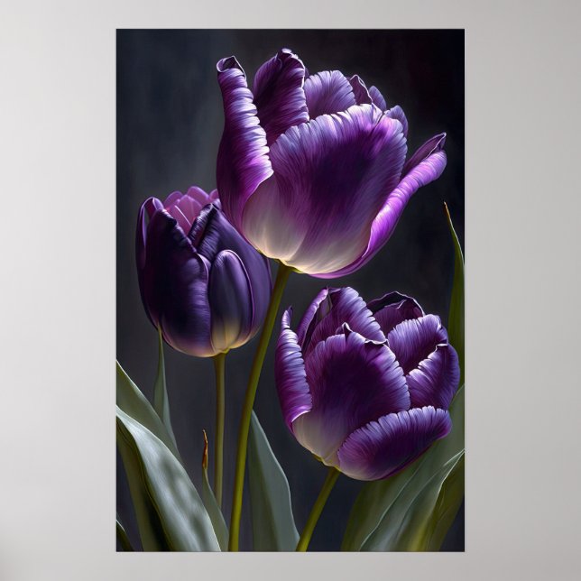 Purple Tulips Flower Art Print Poster (Front)