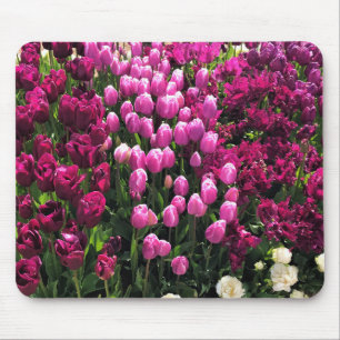 Purple Tulips Garden Bed Mouse Pad