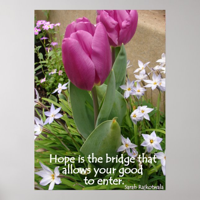 Purple Tulips Hope Floral Flowers Photo Poster (Front)