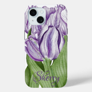 Purple Tulips in Time for Spring iPhone 15 Case