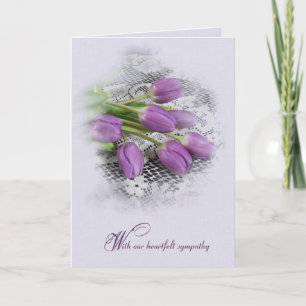 Purple Tulips on Lace Sympathy Card