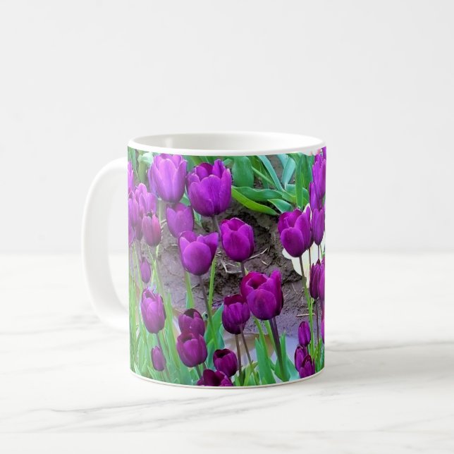 Purple Tulips, Oregon Coffee Mug (Front Left)