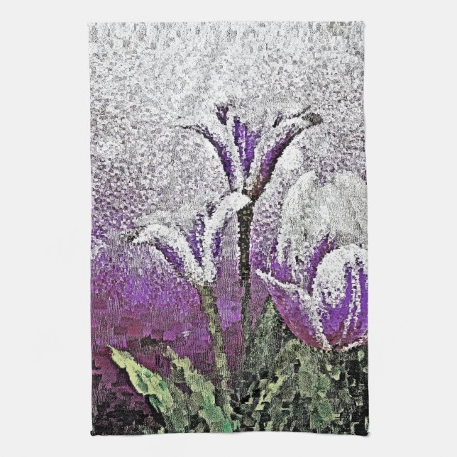 Purple Tulips - Painting Art Kitchen Towel (Vertical)