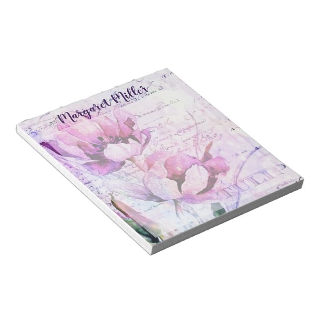 Purple tulips personalised notepad (Angled)