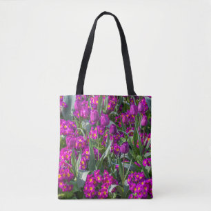 Purple tulips & primroses Tote Bag