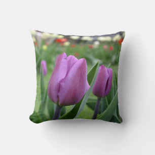 Purple Tulips Throw Pillow