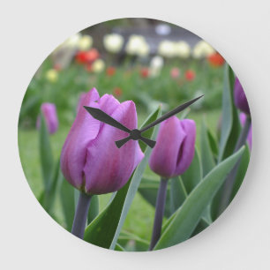 Purple Tulips Wall Clock