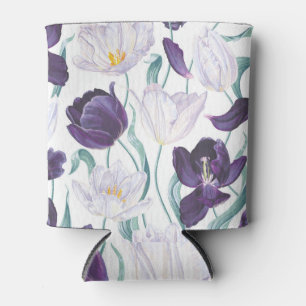 Purple Tulips: White Vintage Realism. Can Cooler
