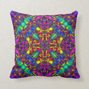 Purple Turquiose and Yellow Mandala Pattern Cushion
