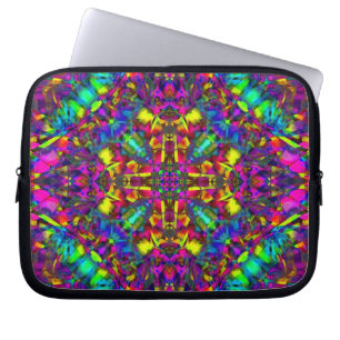 Purple Turquiose and Yellow Mandala Pattern Laptop Sleeve