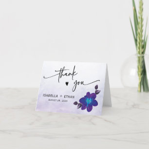 Purple Turquoise Blue Orchid Wedding Thank You