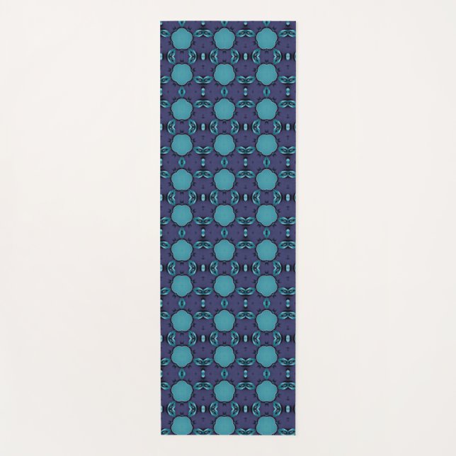 Purple turquoise geometric art abstract yoga mat (Front)