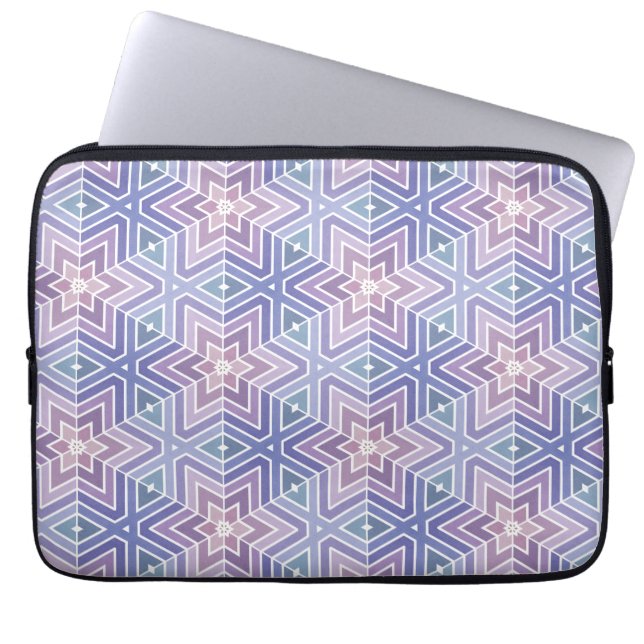 Purple & Turquoise Geometric Star Maze Pattern Laptop Sleeve (Front)