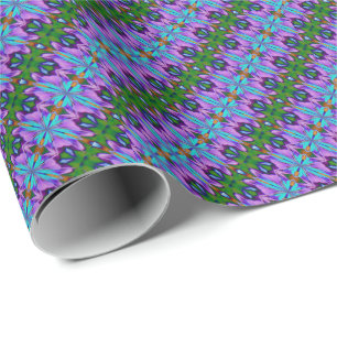 Purple Turquoise Green Abstract Design Wrapping Paper