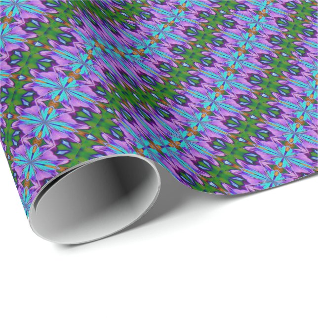 Purple Turquoise Green Abstract Design   Wrapping Paper (Roll Corner)