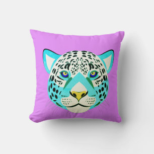 Purple & Turquoise Leopard Throw Pillow