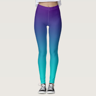 Purple Turquoise Ombre Fade Leggings