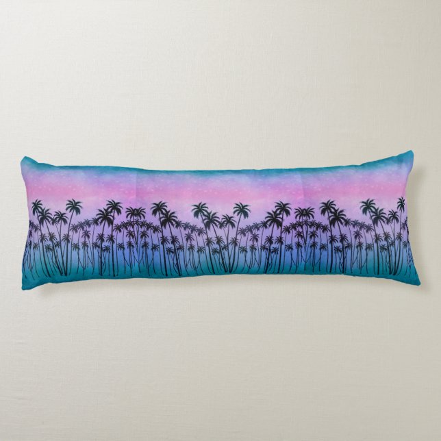 Purple-turquoise Palmtrees Body Cushion (Back)