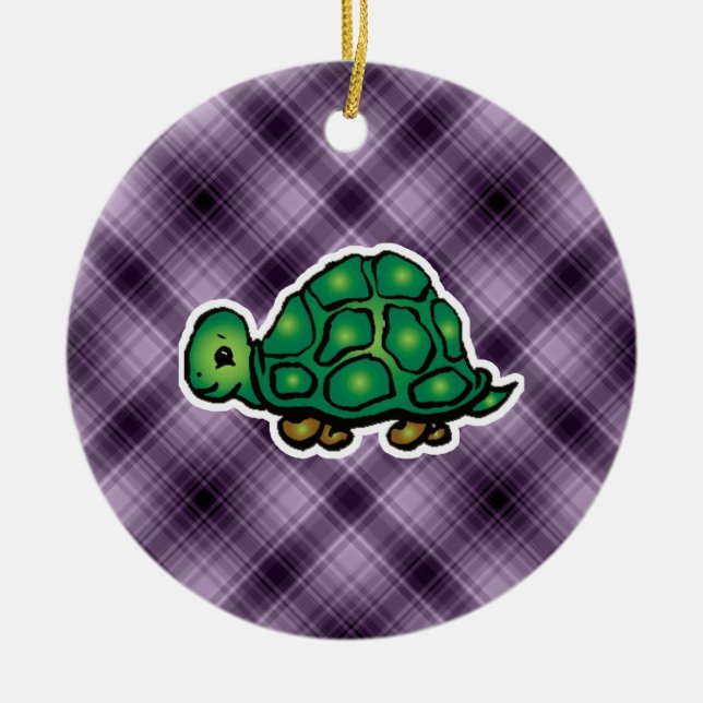 Purple Turtle Ceramic Tree Decoration (Front)