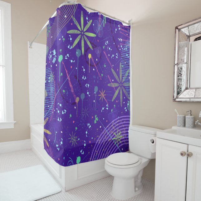 Purple Twilight Party Shower Curtain (In Situ)