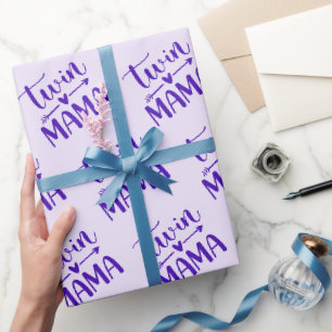 Purple Twin Mama with Heart Wrapping Paper